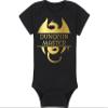 Gaming Baby Onesie and Blanket - Dungeon Master with Dragon - Dragon (3-6 Month - Black Fabric - Gold Design) view 4