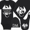 Gaming Baby Onesie and Blanket - Dungeon Master with Dragon - Dragon (3-6 Month - Black Fabric - White Design) view 1