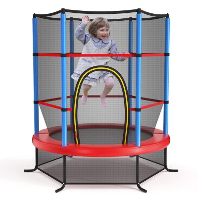Giantex 55'' Mini Trampoline for Kids, ASTM Approved With Safety Enclosure Net, No-Gap Safe Design, Easy to Assemble 4.6 Ft Outdoor Indoor Small Toddler