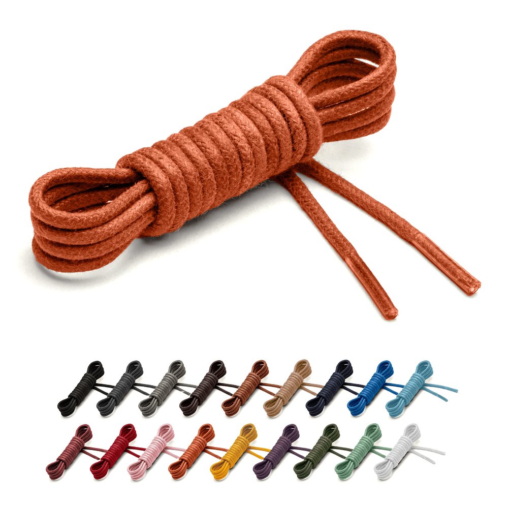 Benchmark Waxed Cotton Dress Shoe Laces - 2 Pairs - 2mm (5/64) Round Shoelaces for Men & Women - 27 to 36 Inch Lengths (27 Inches - 2 Pairs, Burnt Orange)