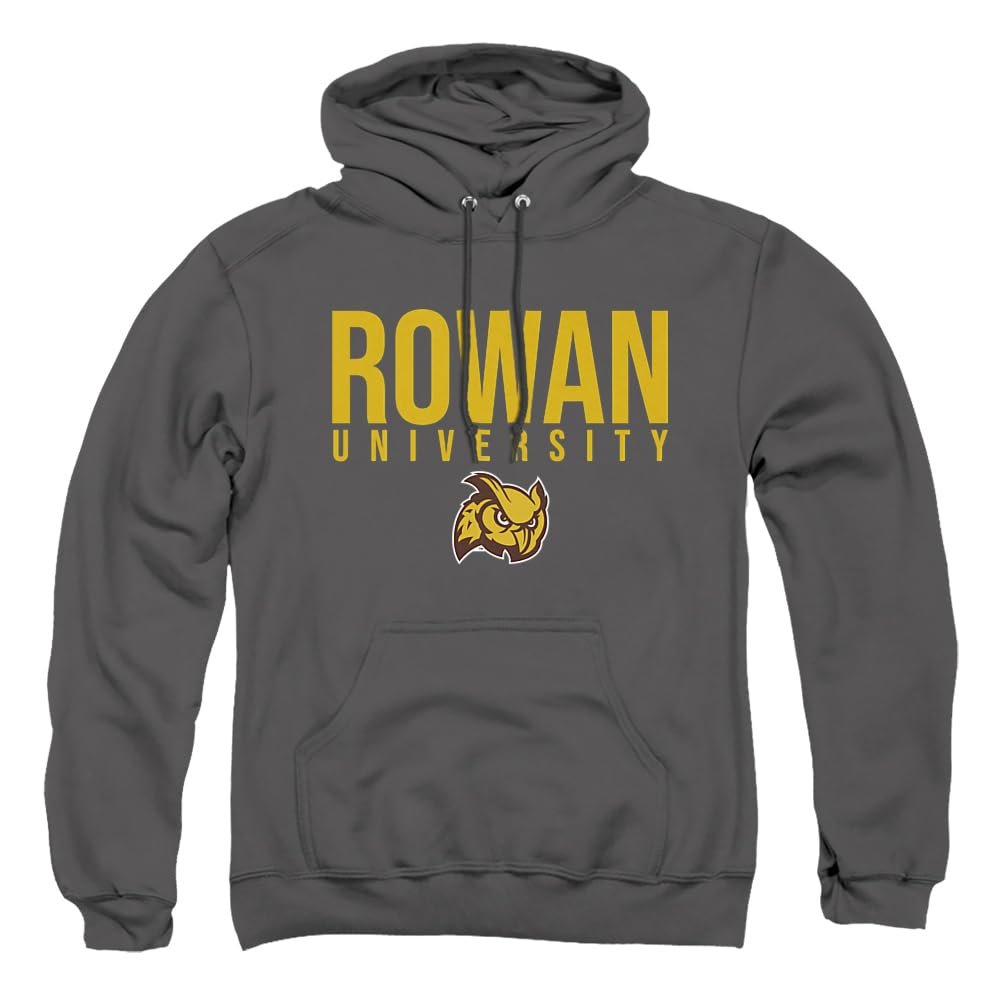 Rowan University Official Stacked Unisex Adult Pull-Over Hoodie,Charcoal, X-Large