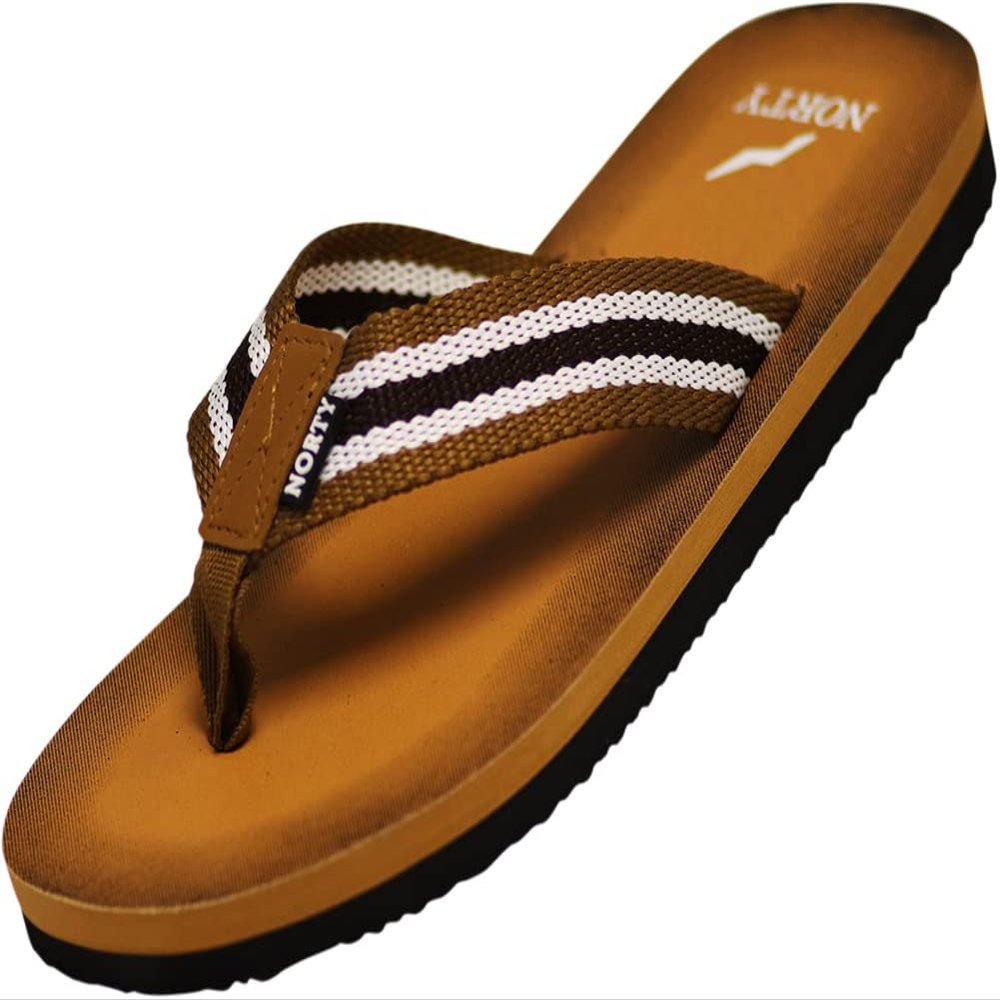 NORTY 11 Men's Thong Sandals - Comfortable Flip Flops for Men - Perfect for Beach, Pool, and Casual Wear - Camel/Brown