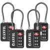 ANVIL TSA Locks for Luggage with Search Alert: Durable Cable Combination Locks, TSA Approved - Secure Travel Locks for Suitcases, Backpacks & Gun Cases (4, Black) view 1