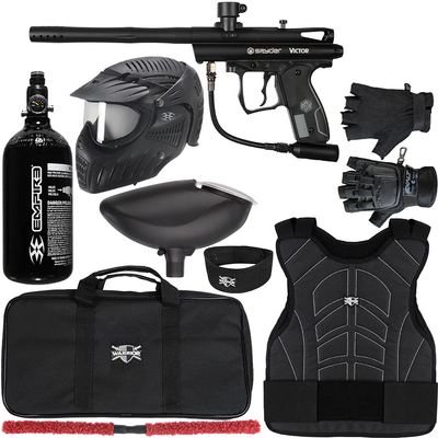 Action Village Kingman Spyder Victor Protector Paintball Gun Package Kit Protector 2 (Gloss Black, Glove Size - Small/Medium)