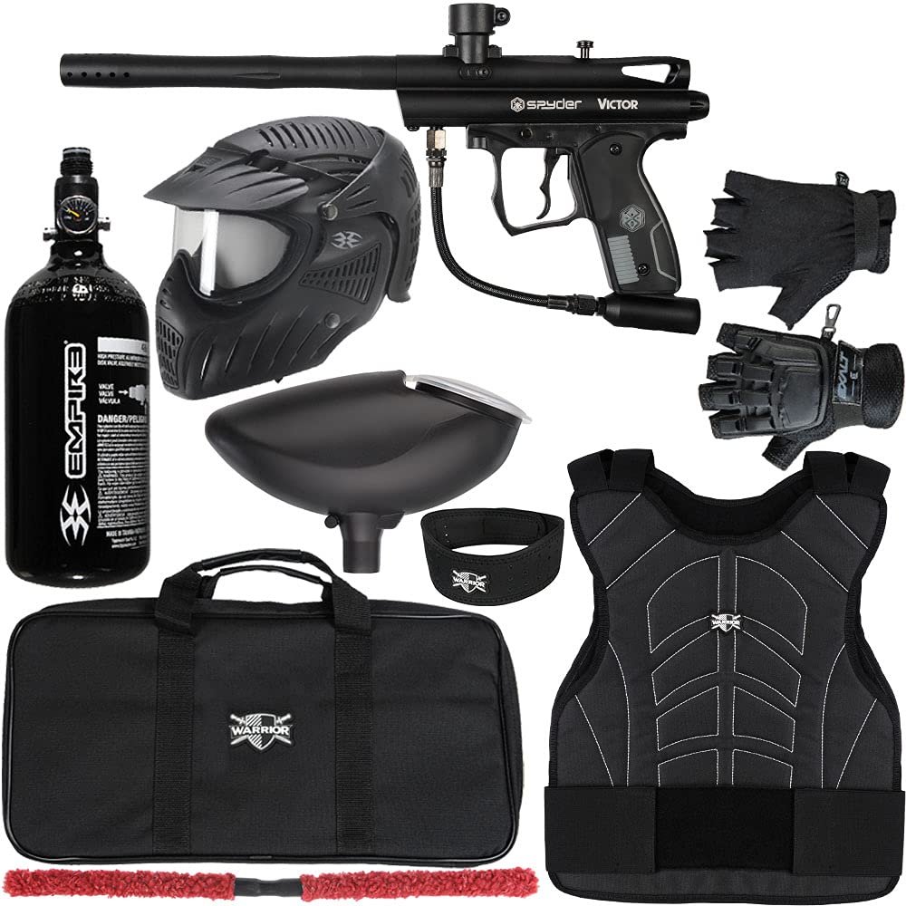 Action Village Kingman Spyder Victor Protector Paintball Gun Package Kit Protector 2 (Gloss Black, Glove Size - Small/Medium)
