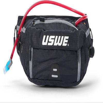 USWE Zulo Hydration Hip Pack - with Organizer and Side Pockets, Bounce Free Hip Belt (6L, Black)