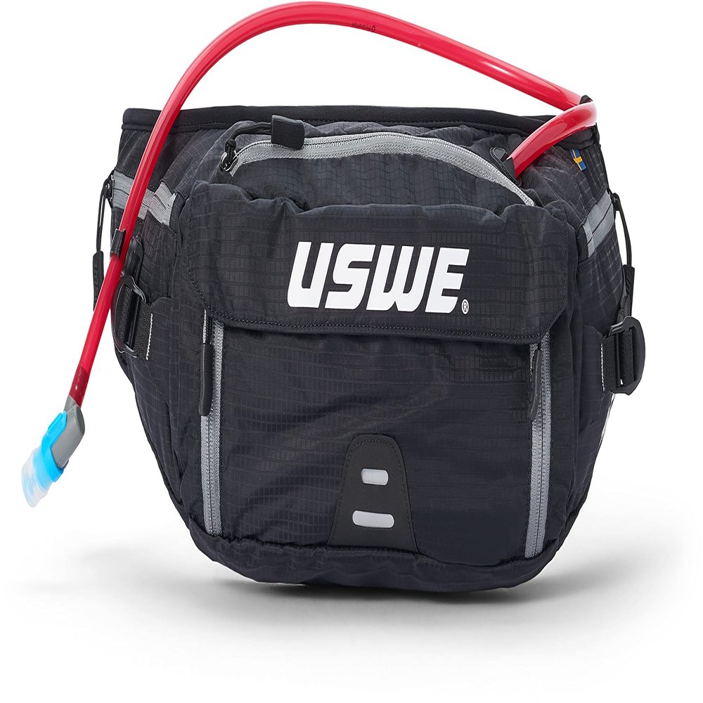 USWE Zulo Hydration Hip Pack - with Organizer and Side Pockets, Bounce Free Hip Belt (6L, Black)