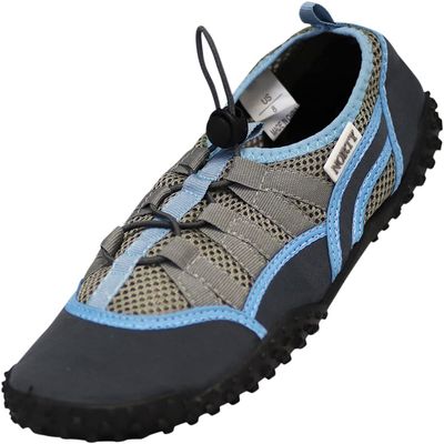 NORTY - Mens Elastic Lacing Aqua Water Shoes for Pool Beach, Surf, Snorkeling, Exercise Slip on Sock, Charcoal, Blue 41931-11D(M) US