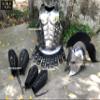 Nautical-Mart Medieval Roman King Leonidas 300 Spartan Helmet W/Black Plume + Muscle Body Armor Cuirass +Leather Leg Greaves Arm Bracer Halloween Costume LARP (Silver Spartan Set) view 2