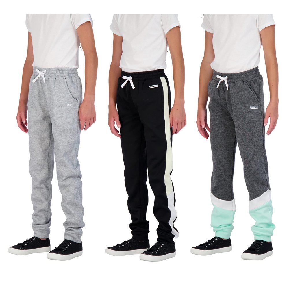 Hind Girls Sweatpants 3 Pack Fleece Jogger Pants for Girls Clothes (5-6, Black-Heather-Charcoal)