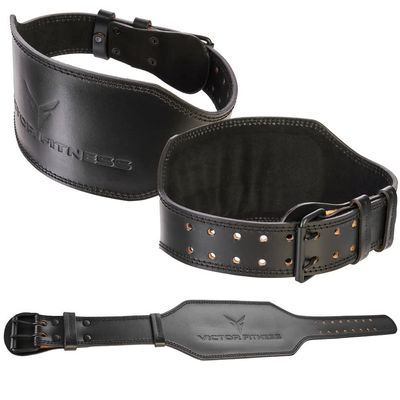 Dual Prong 10mm Thick 4" Wide Leather Cylinder Weight Lifting Belt + Set of 2 Quick Release Lock Barbell/Dumbbell Locking Collar Clamps (Small)