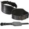 Dual Prong 10mm Thick 4" Wide Leather Cylinder Weight Lifting Belt + Set of 2 Quick Release Lock Barbell/Dumbbell Locking Collar Clamps (Small) view 1