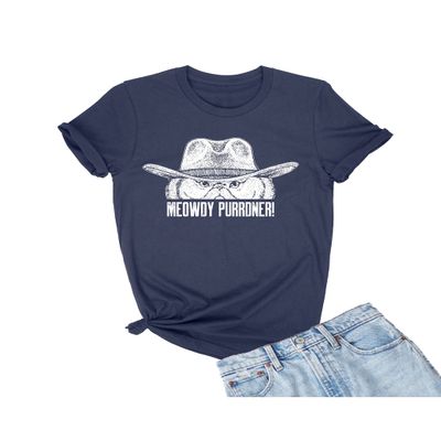 4X-Large Navy Blue Unisex Meowdy Purrdner Funny Cat Lover Gift Idea T-Shirt