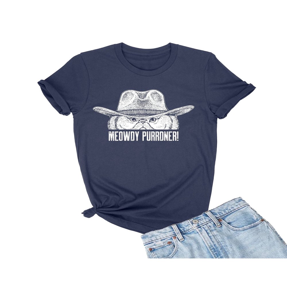 4X-Large Navy Blue Unisex Meowdy Purrdner Funny Cat Lover Gift Idea T-Shirt