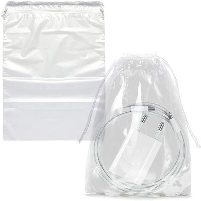 PUREVACY Clear Plastic Drawstring Bags, 5 x 8 Inches. Pack of 1000 2-Mil Polyethylene Travel Bag for Shoes. Clear Drawstring Bag with Strong Cotton Drawstrings. Waterproof Dust Bags for Shoes