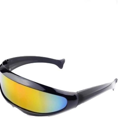 Futuristic Cyclops Visor Sunglasses Mirrored Lens Narrow Sunglasses Personality Cosplay Costume Eyeglasses Photo Props Costume Eyewear Glasses Funny Party Mask DecorationBlack+Rainbow