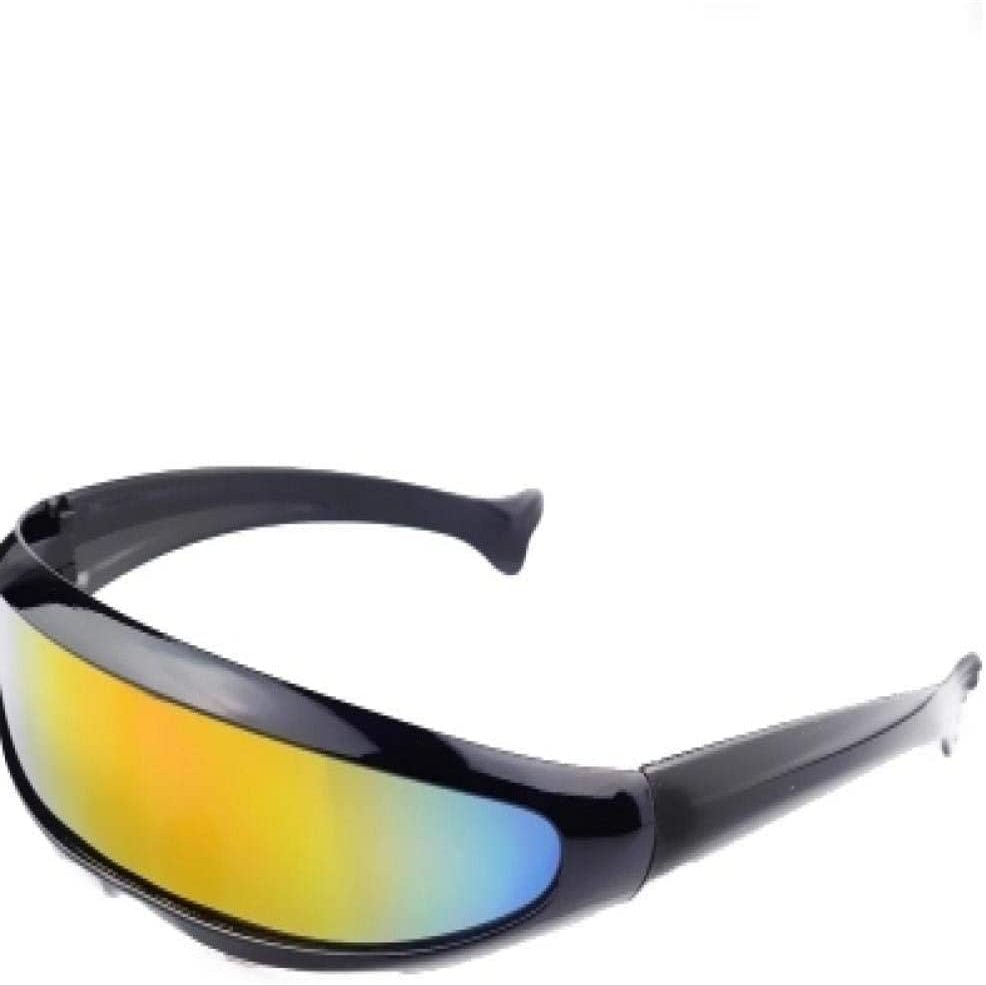 Futuristic Cyclops Visor Sunglasses Mirrored Lens Narrow Sunglasses Personality Cosplay Costume Eyeglasses Photo Props Costume Eyewear Glasses Funny Party Mask DecorationBlack+Rainbow