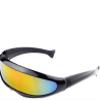 Futuristic Cyclops Visor Sunglasses Mirrored Lens Narrow Sunglasses Personality Cosplay Costume Eyeglasses Photo Props Costume Eyewear Glasses Funny Party Mask DecorationBlack+Rainbow view 1