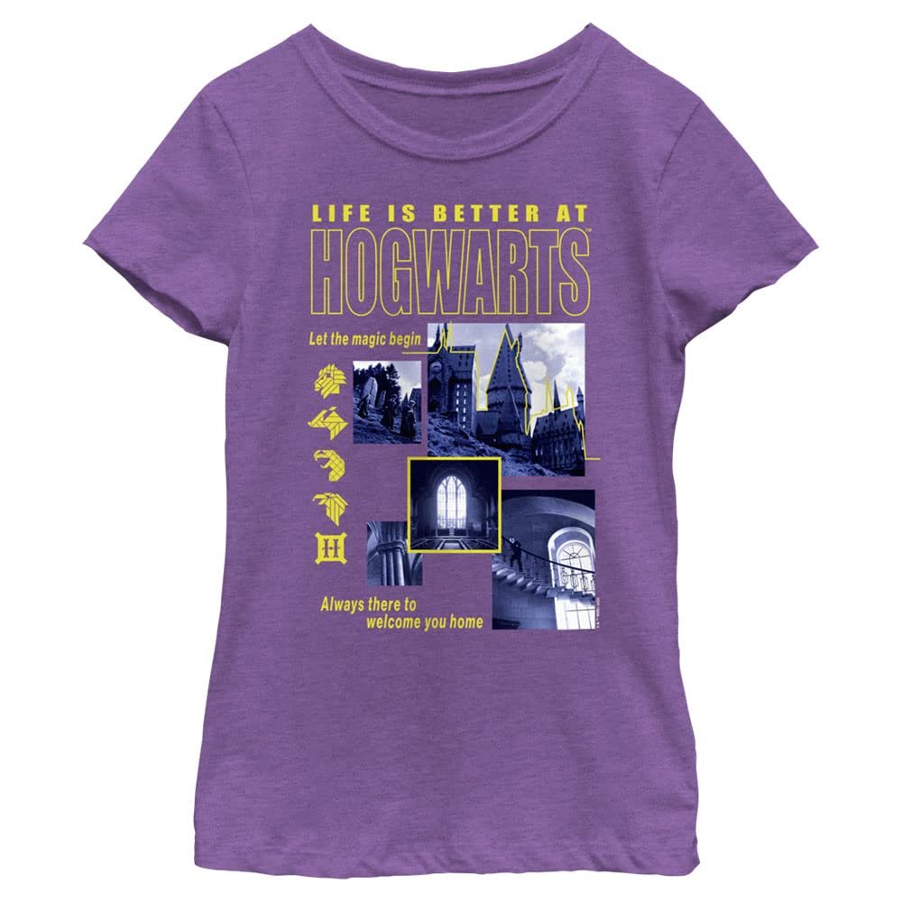Harry Potter Girl's Hogwarts Life T-Shirt, Pur Berry, Small