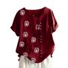 RKSTN Shirts for Women Women's Linen Shirt Womens Tops Casual Loose Blouse Button Cotton Linen T-Shirt Plus Size Pullover Shirt Daily Boho Tunic Tops Graphic Tees view 1