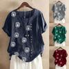 RKSTN Shirts for Women Women's Linen Shirt Womens Tops Casual Loose Blouse Button Cotton Linen T-Shirt Plus Size Pullover Shirt Daily Boho Tunic Tops Graphic Tees view 3