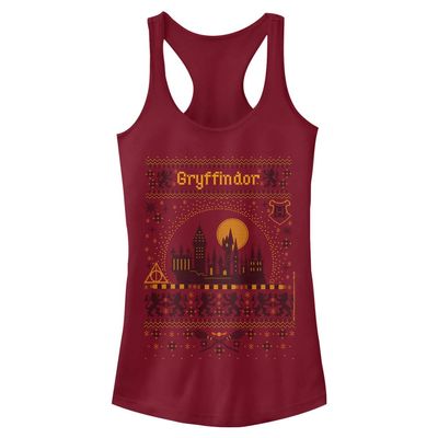 Harry Potter Warner Brothers and The Deathly Hallows Gryffindor House Sweater Women's Fast Fashion Racerback Tank Top Scarlet
