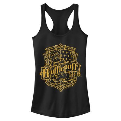 Harry Potter Warner Brothers and The Sorcerer's Stone Hufflepuff Crest Women's Fast Fashion Racerback Tank Top