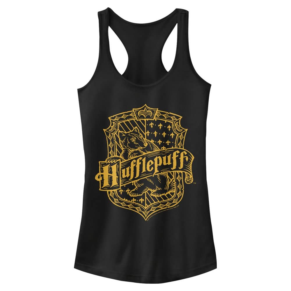 Harry Potter Warner Brothers and The Sorcerer's Stone Hufflepuff Crest Women's Fast Fashion Racerback Tank Top
