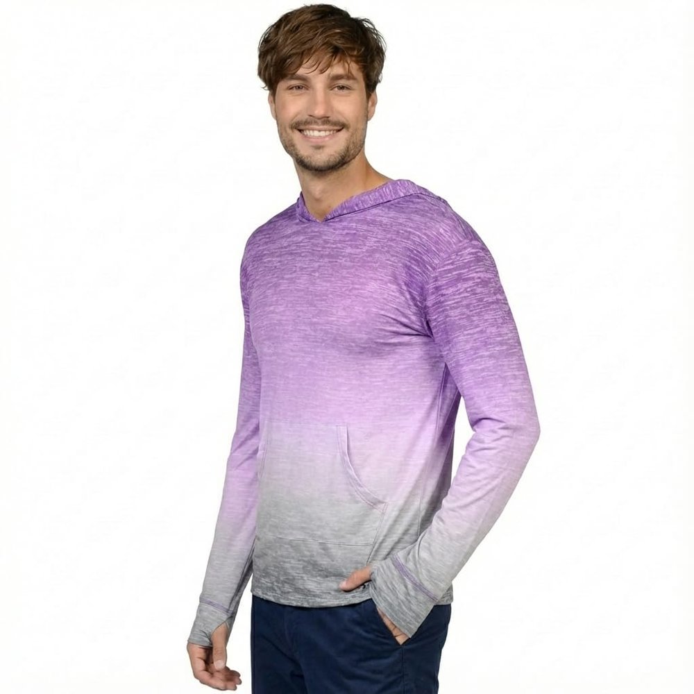 INGEAR Mens UPF 50+ Sun Hoodie Lightweight UV Protection Shirt with Pocket, Quick-Dry SPF Rashguard for Fishing, Running, Hiking & Swimming (Purple Passion, X-Large)