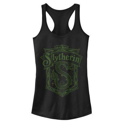 Harry Potter Sorcerer's Stone Slytherin Crest Women's Fast Fashion Racerback Tank Top, Black, XX-Large