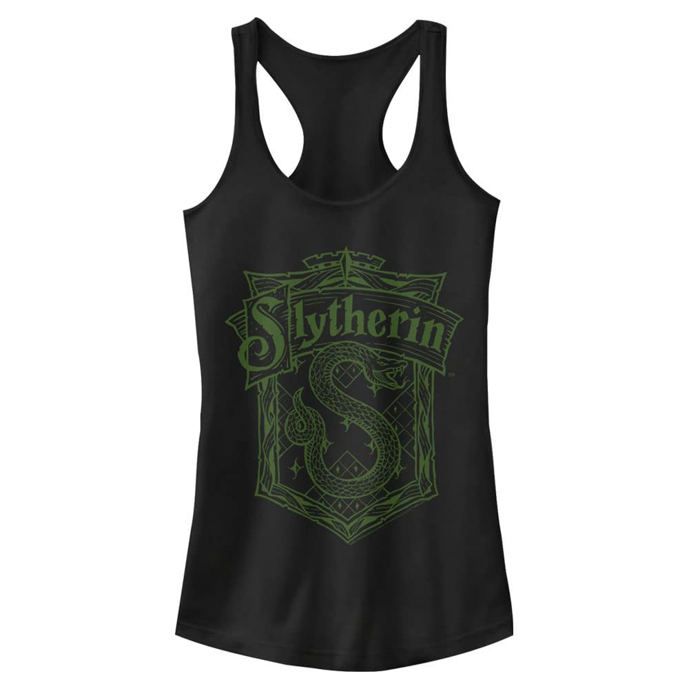Harry Potter Sorcerer's Stone Slytherin Crest Women's Fast Fashion Racerback Tank Top, Black, XX-Large