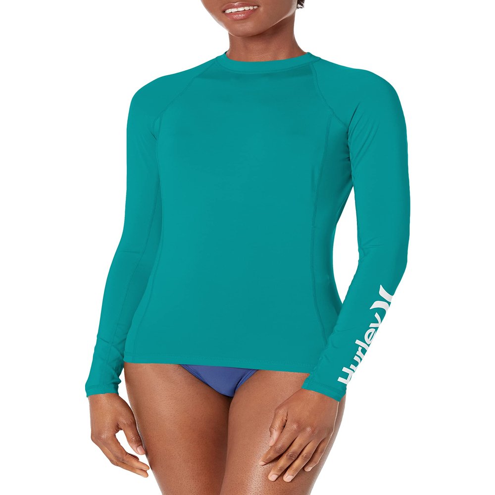 Hurley Women's Standard One and Only Long-Sleeve Rashguard, Emerald, Small