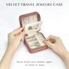 BLUTETE Travel Jewelry Box Organizer Velvet Travel Case With Mirror Ring Earrings Necklaces Storage Organizer Box (Dusty Pink) view 4