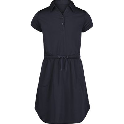 Nautica Girls School Uniform Short Sleeve Polo Dress, Navy Performance, 16-18 US