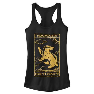 Harry Potter Womens and The Prisoner of Azkaban Hufflepuff Tarot Fast Fashion Racerback Tank Top Shirt, Black, X-Small US