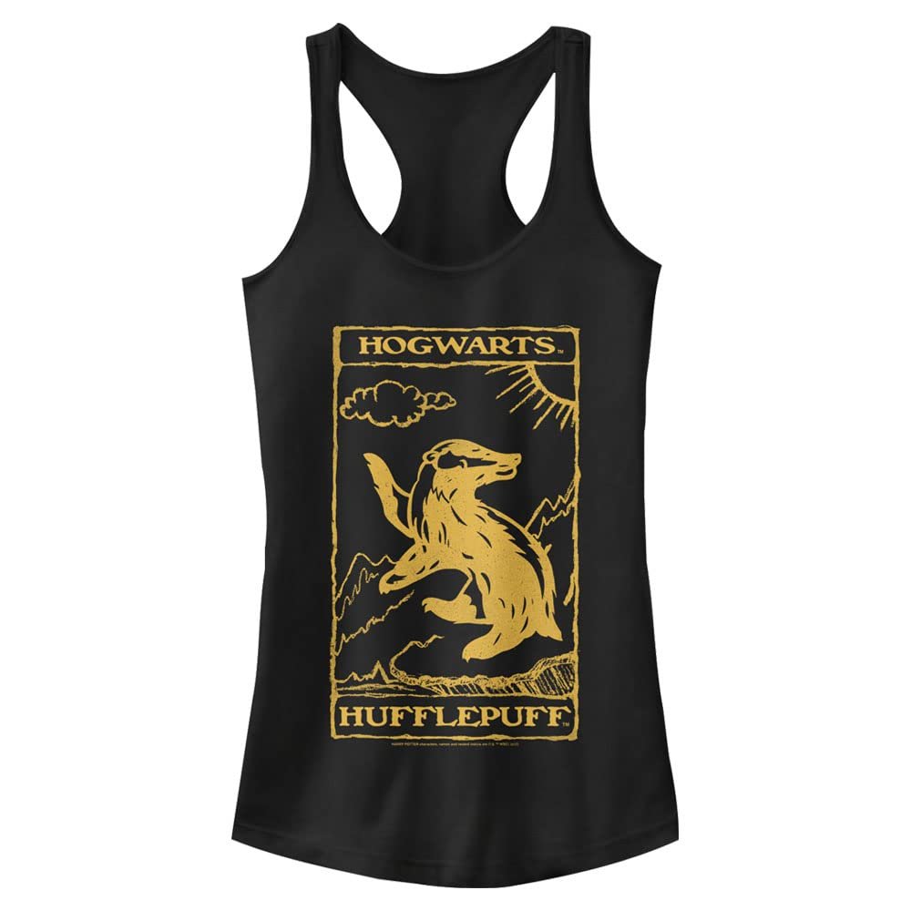 Harry Potter Womens and The Prisoner of Azkaban Hufflepuff Tarot Fast Fashion Racerback Tank Top Shirt, Black, X-Small US