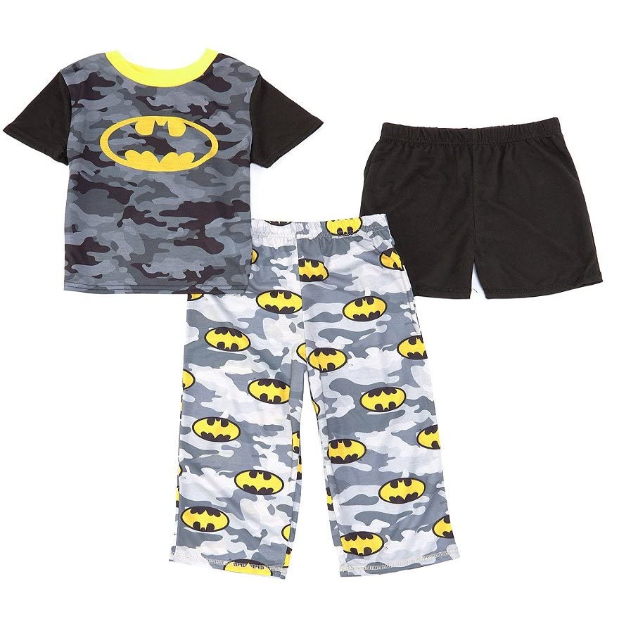 DC Comics Batman Logo and Camo Toddler Pajama Set, Black, 3T