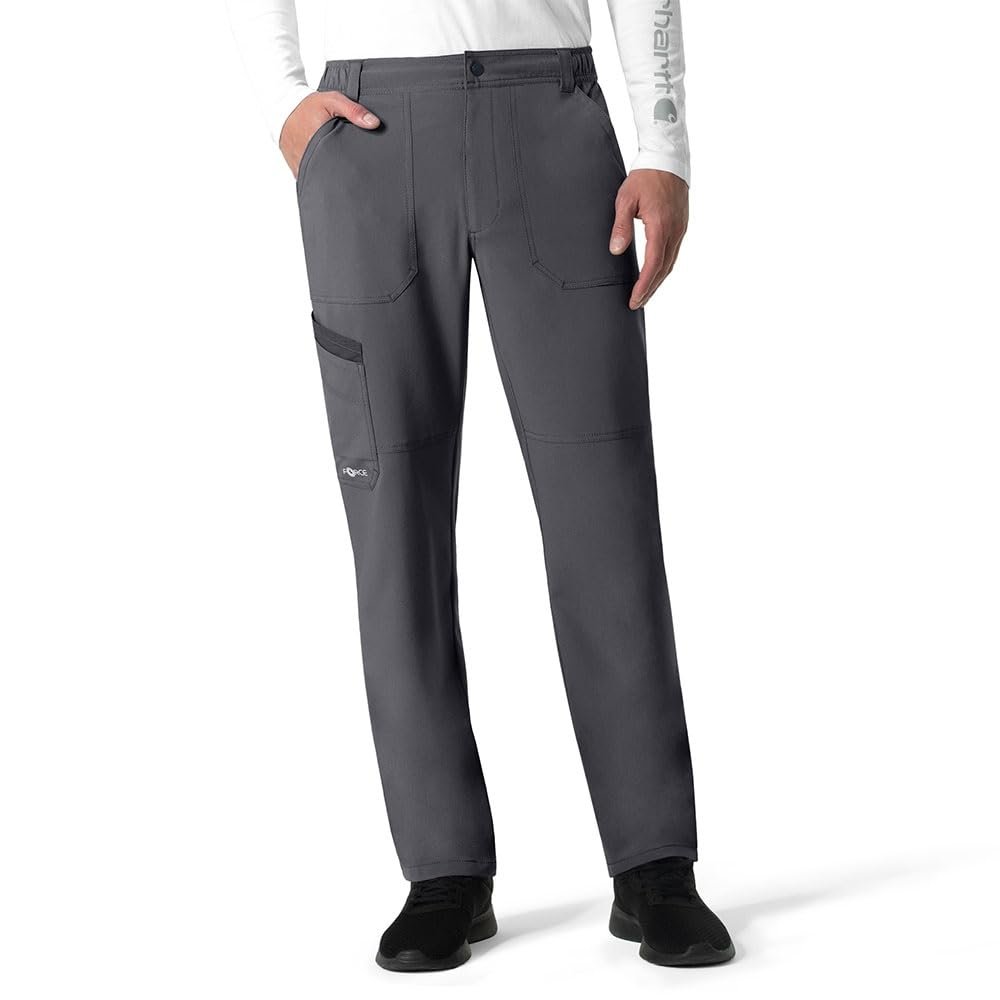 Carhartt Men's Force Cross-Flex Modern Fit Straight Leg Cargo Pant, Pewter, Small Tall