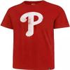 '47 MLB Men's Distressed Imprint Match Team Color Primary Logo Word Mark T-Shirt (Philadelphia Phillies Red, Medium) view 1