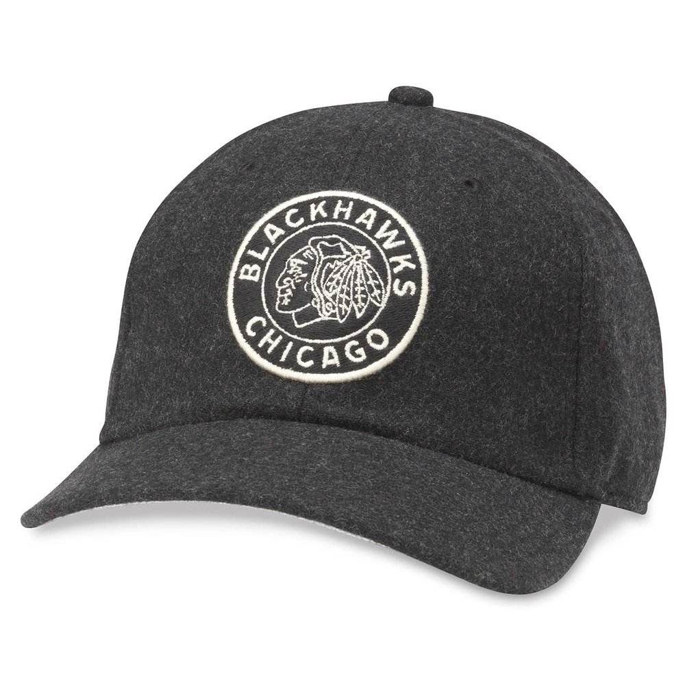 AMERICAN NEEDLE Chicago Blackhawks Archive Legend National Hockey League Officially Licensed NHL Team Adjustable Buckle Strap Dad Hat, Black (21005A-CBH-BLK)