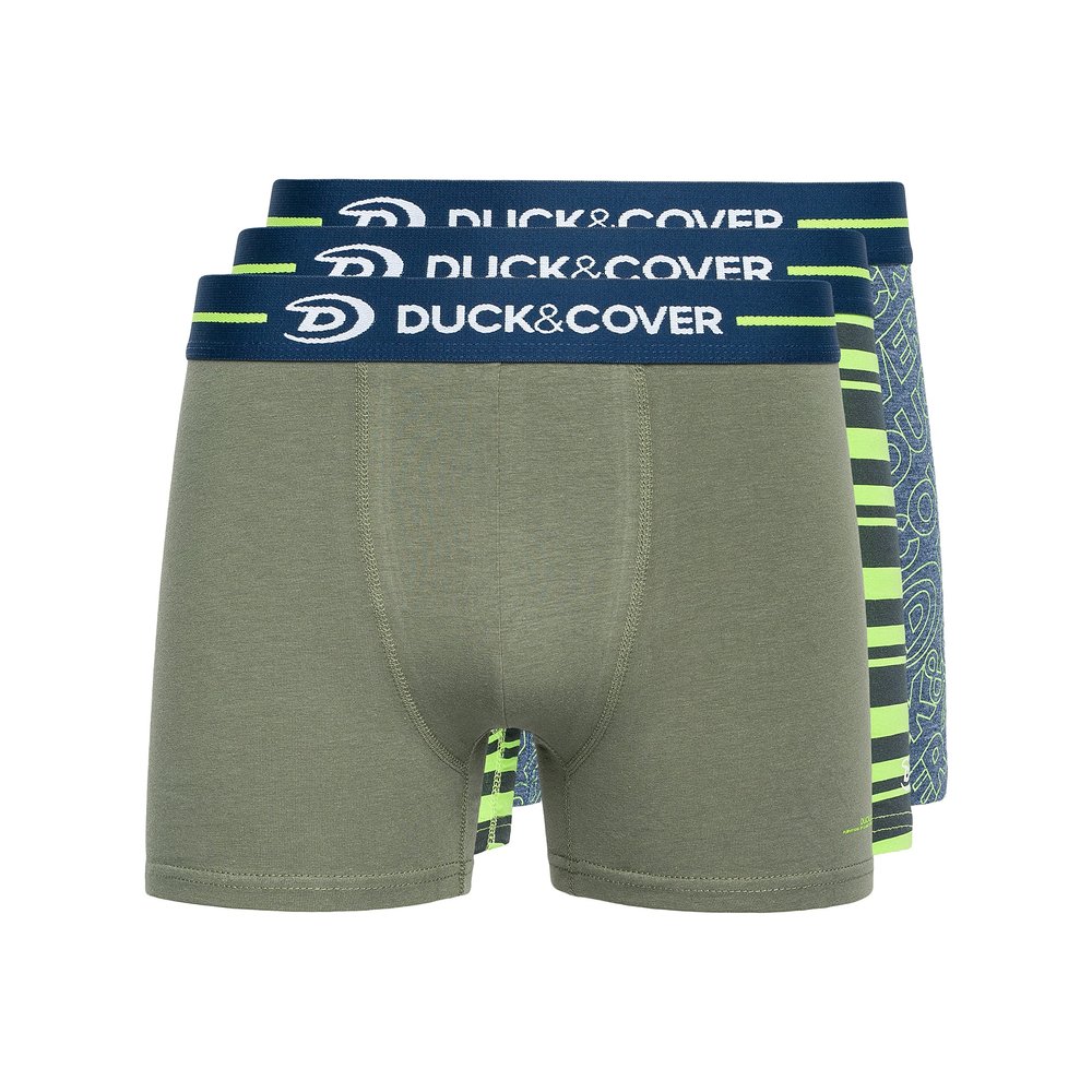Duck and Cover Mens Amero Boxer Shorts (Pack of 3), Green/Blue/Gray, Small