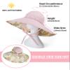 Koreshion Women Ponytail Sun Hat Reversible Fishing Hat Foldable Bowknot Summer Hat UPF 50+ Beach Cap Wide Brim Bucket Hat Pink view 4
