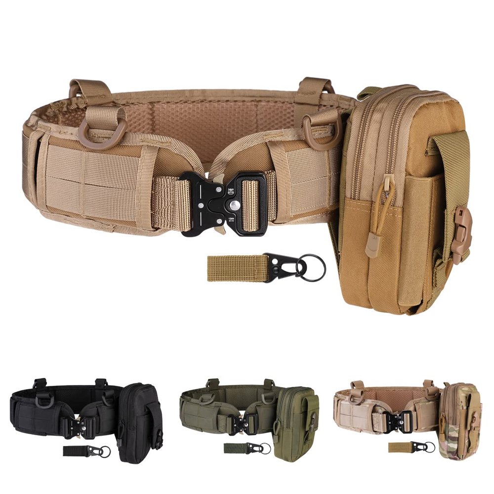 HLYQE Tactical Battle Set, Molle Belt, Shooting & War Belt (Khaki)