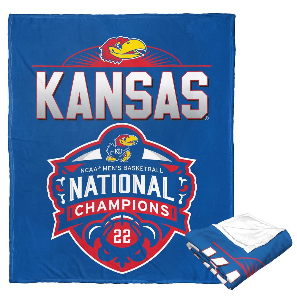 Northwest NCAA Kansas Jayhawks Unisex-Adult Kansas Jayhawks 2022 National Basketball Champions Silk Touch Throw Blanket, 50" x 60", Leader