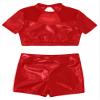easyforever Kids Girls Dance Outfits Gymnastics Leotard Training Suit Sports Bra Crop Top with Shorts Set Red B 16 view 3