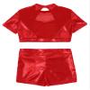 easyforever Kids Girls Dance Outfits Gymnastics Leotard Training Suit Sports Bra Crop Top with Shorts Set Red B 16 view 4
