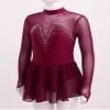 Aislor Girls Figure Roller Ice Skating Dress Long Sleeve Skirted Keyhole Back Leotards Bodysuit Ballerina Dance Dress #9Burgundy 6 Years view 3