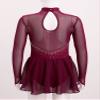 Aislor Girls Figure Roller Ice Skating Dress Long Sleeve Skirted Keyhole Back Leotards Bodysuit Ballerina Dance Dress #9Burgundy 6 Years view 4