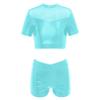 easyforever Kids Girls Dance Outfits Gymnastics Leotard Training Suit Sports Bra Crop Top with Shorts Set Mint Green B 16 view 1