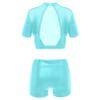 easyforever Kids Girls Dance Outfits Gymnastics Leotard Training Suit Sports Bra Crop Top with Shorts Set Mint Green B 16 view 2